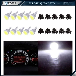 10x White T10 194 COB Bulbs+10x 1/2" Sockets Instrument Gauge Cluster Dash Light - Picture 1 of 10