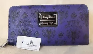 NEW W/ TAGS Disney Parks Loungefly Haunted Mansion Wallpaper Wallet Purple - Picture 1 of 7