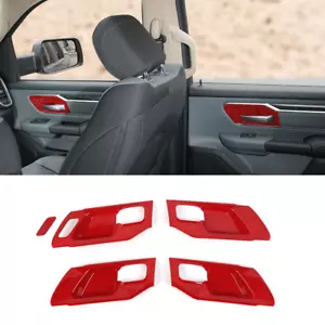 4 accesorios de borde de manija interior roja para Dodge RAM 1500 TRX 2023 2024 - Imagen 1 de 9