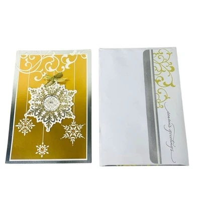 Tarjetas Hallmark Holiday Copo de Nieve Doradas y Plateadas con Brillo 3D Copo de Nieve 16 Tarjetas Foto 1 de 4