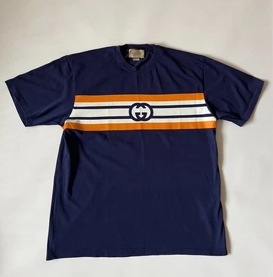 Camiseta Gucci Para Hombre Púrpura Logo Rayas XL Hecha en Italia Camiseta Algodón De Colección XL Foto 1 de 4