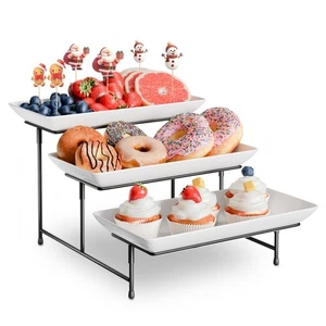 3 Tier Plastic Serving Tray for Party, 11.5" x 5.6" Platters for Serving Food... - Picture 1 of 7