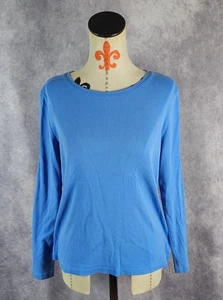 T By Talbots Womens L Long Sleeve Tee Top Blue Cotton Everyday Casual EUC - Picture 1 of 9