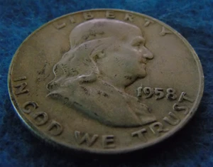 1958 D Franklin Half Dollar Ben Benjamin 1958D 1/2 Silver US Coin 1958-D - Picture 1 of 6