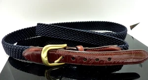 Brighton Mens Croco Tab Taper Elastic Cord & Leather Belt 48 Blue - Picture 1 of 4