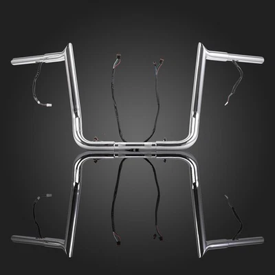 For Harley Street Glide 14-23 Rise 14" Pre-Wired Meathook Ape Hanger Handlebar Foto 1 de 4