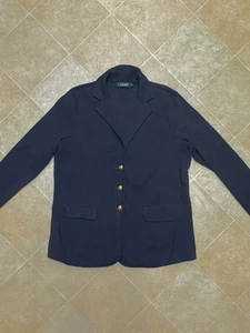 Lauren Ralph Lauren Navy Blue Blazer Women XXL Preppy Career Dark Academia - Picture 1 of 8