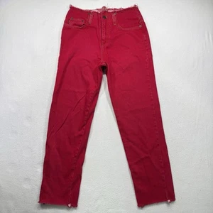 LEI Woman’s Jeans Red Skater Raw Waist Edge Size 9 Vintage Made In USA 30x28 - Picture 1 of 8