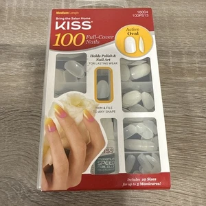 100 Unghie Full Cover OVALI ATTIVI ~ 10 Misure, 5 Manicure, Lunghezza Media ~ Nuove - Foto 1 di 1