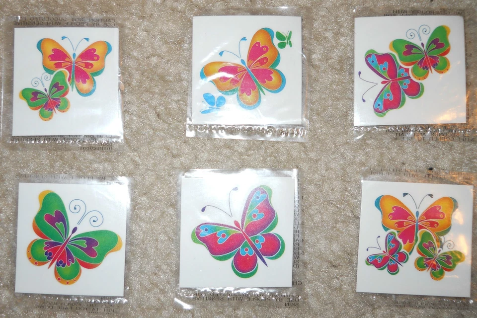 批量 12 件 蝴蝶 临时 儿童 纹身 生日 派对 礼物 包 — 第 1/1 张图片