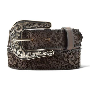 A1308602 Ariat Girls' 1 1/4" Laser Cut Paisley Belt - Brown NEW - Picture 1 of 7