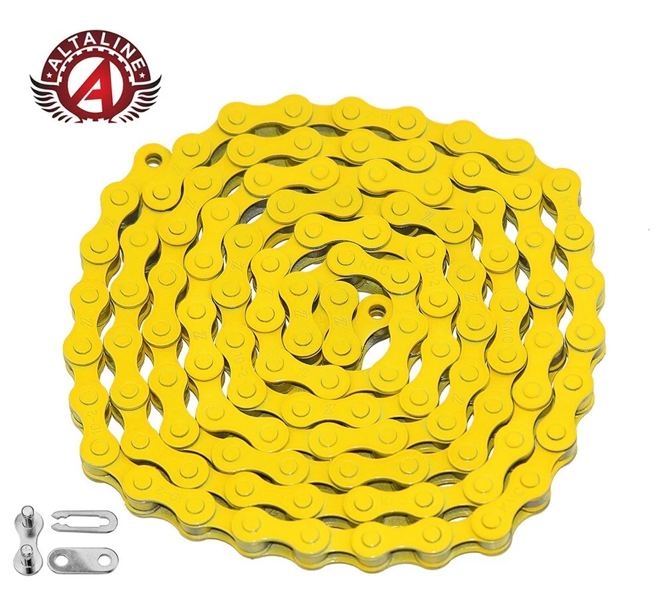 KMC ALTALINE Single Speed BIKE YELLOW Chain 1/2x1/8x112 LINKS Cruiser FIXIE BMX. - Image 1 of 2