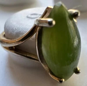 Jade Ring im Marquise-Schliff - 14K Goldfassung - Größe 6 - eine schöne grüne Farbe!! - Bild 1 von 5