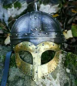 medieval viking helmet knight armor steel & brass viking helmet - Imagen 1 de 4