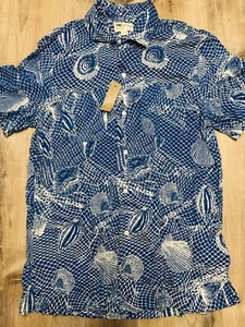NWT J Crew Cotton-viscose Camp Collar Shirt Sea Shell Blue Size S Short Sleeve - Picture 1 of 9