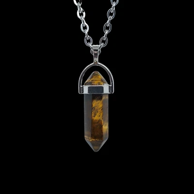 Vendedor de EE. UU. Collar de péndulo de ágata de cristal natural gema curación hexágono chakra Foto 1 de 4