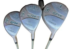 LPGA TITANIUM WOMEN'S AGREE PRO DESIGN SET OF WOODS 1, 3 & 5 GRAPHITE SHAFTS RH - Picture 1 of 7