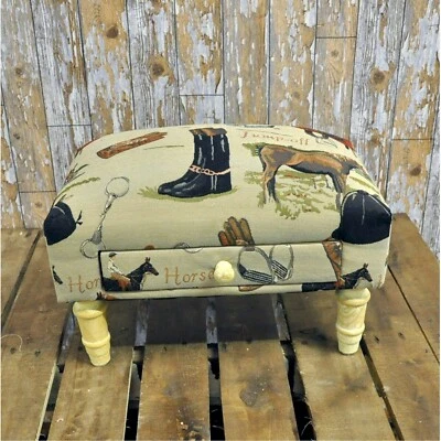 Rectangular Equestrian Horse Tapestry Footstool with Drawer MIN2150A - Image 1 of 3