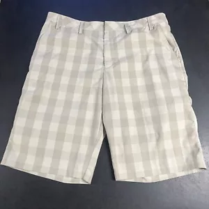 Adidas Golf Mens Shorts Size 36 Tan Plaid Performance Khaki Golf Relaxed - Picture 1 of 6