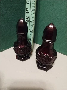 Vintage Gothic Red Glass Salt & Pepper Shakers - Ruby Cape Cod 1876 by Avon - Picture 1 of 1