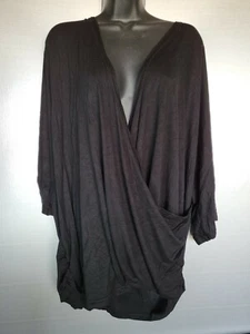 In'Voland - Top in maglia nero avvolgente - collo basso - taglia 26W - Foto 1 di 6