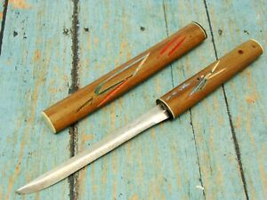 VINTAGE JAPANESE JAPAN LAMINATED STEEL KNIFE SAMURAI TANTO MINI SWORD KNIVES OLD