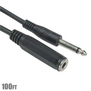 100FT 6.35mm 1/4" Mono Male to Female M/F Jack Microphone Mic Cable Black Cord - Picture 1 of 2