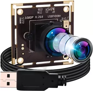 ELP 1080P Web Camera with Microphone,IMX323 Sensor,Full HD H.264 USB Camera 170° - Photo 1/7