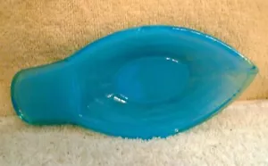 Vintage EAPG Atterbury Blue Milk Glass Canoe Boat Pickle Relish Tray 6 1/2 Inch - Picture 1 of 10