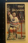 1988-89 Mutual Life LNH Hockey Schedule Grant Fuhr Edmonton Oilers