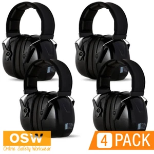 4 x Black HEAVY Duty Class 5 32dD Stainless Steel Headband Hearing Earmuffs - Foto 1 di 2