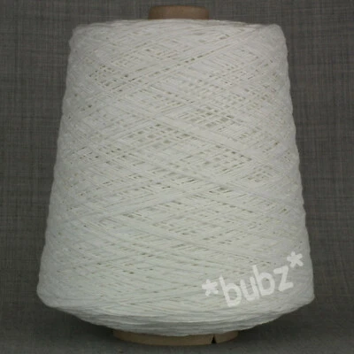 SOFT 4 PLY COTTON YARN 500g CONE OPTIC WHITE HAND MACHINE KNITTING CROCHET WEAVE - Image 1 of 2