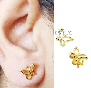 14K Gold 0,03 ct VS/F-G Diamant kleine Schmetterling Ohrstecker-The Jewelz - Bild 1 von 5