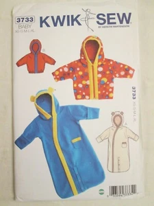 Kwik Sew 3733 Baby Bunting & Jacket Pattern Boy Girl XS-XL NB-18 Months Uncut FF - Picture 1 of 2