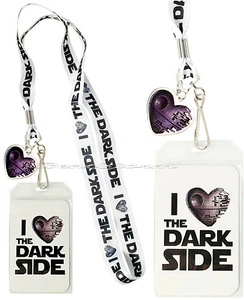 Star Wars I Corazón el Lado Oscuro Metal Estrella de la Muerte Cordón Tarjeta de Identificación Pin Porta NUEVO - Imagen 1 de 4