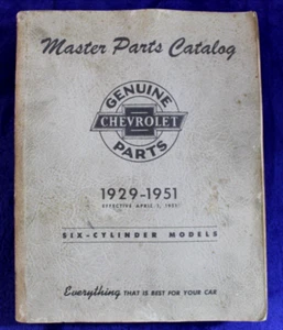 1929-1951 Chevrolet Master Parts Catalog Bowtie GM Truck Corvette Six Cylinder - Picture 1 of 14