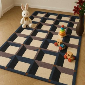 Alfombras suaves de lana pura de diseño moderno acolchadas a mano para sala de estar cocina corte pasillo. - Imagen 1 de 5