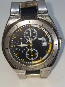 MOSSIMO MEN A126-06 QUARTZ Silver and Leather Band Watch - Picture 1 of 5