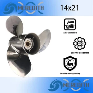 14"x21"Stainless Steel Outboard Prop for Mercury 40-140HP,15 Spline Tooth,RH - Picture 1 of 6