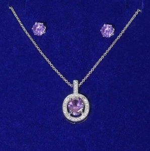 Schmuck Halskette schicke Ohrringe Kristall lila - Bijoux des Lys - Bild 1 von 2
