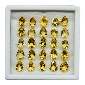 VVS 25 Pcs Natural Citrine 9-10mm Pear Cut Top Quality Loose Untreated Gemstones - Picture 1 of 8