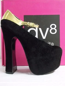 DV8 Dolce Vita Size 7.5 M Vanna Black Suede Platforms New Womens Shoes Heels - Picture 1 of 7