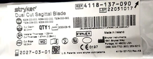 Stryker 4118-137-090 Dual Cut Sagittal Klinge, Ablaufdatum: 2027 () - Bild 1 von 2
