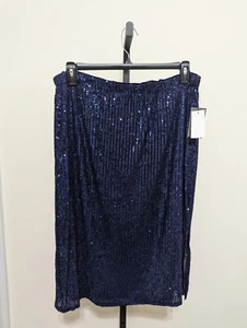 Vince Camuto Women's Navy Blue Sparkle Shine Sequin Skirt Size XL - Picture 1 of 8