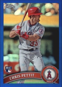 2011 Topps Chrome Blue Refractors Angels Baseball Card #204 Chris Pettit/99