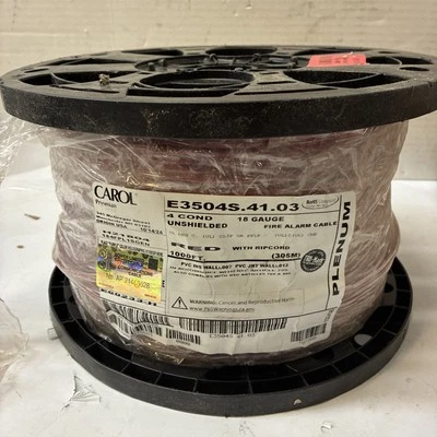 Cable de alarma contra incendios Carol E3504s.41.03, 4 C, rojo, PVC, 1000 pies Foto 1 de 2