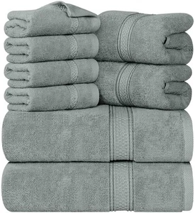 8 Stück Premium Handtuch Set, 2 Bade-, 2 Hand- und 4 Waschlappen, 600 GSM 100% Ri... - Bild 1 von 8