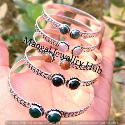 Светящиеся браслеты из солнечного камня и смешанных драгоценных камней серебро 925 пробы лот ювелирных изделий - Изображение 1 из 4