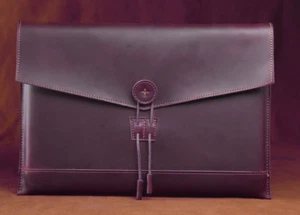 cow Leather file Folder pocket case Messenger bag Briefcase handmade purple z623 - Photo 1/4