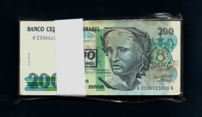 BRAZIL 200 CR.P-225 1990 x 50 Pcs Lot BUNDLE OIL PAINTING LIBERTY UNC MONEY NOTE - Image 1 of 4